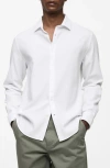 Mango Slim Fit Cotton Herringbone Suit Button-up Shirt In White