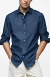 Mango Slim Fit Cotton Chambray Button-up Shirt