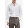 Mango Slim Fit Cotton Herringbone Suit Button-up Shirt In White
