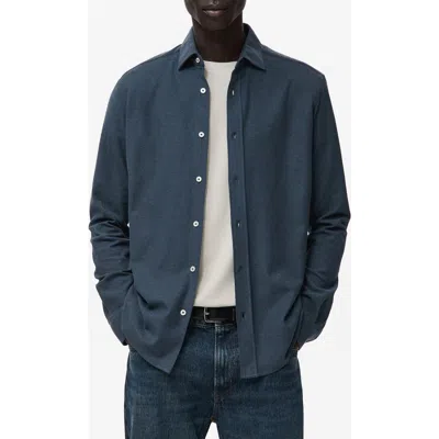 Mango Slim Fit Cotton Piqué Button-up Shirt In Blue