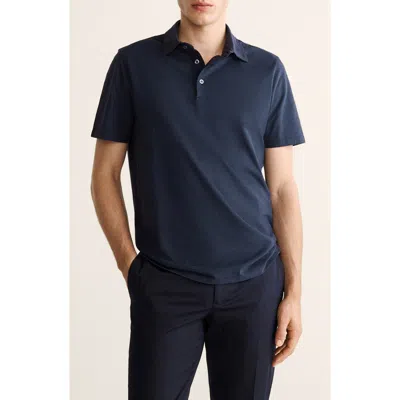 Mango Slim Fit Cotton Polo In Blue