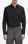 Mango Slim Fit Cotton Poplin Button-up Shirt In Black