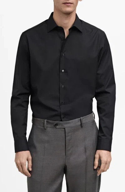 MANGO MANGO SLIM FIT COTTON POPLIN BUTTON-UP SHIRT
