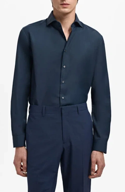 MANGO MANGO SLIM FIT COTTON POPLIN BUTTON-UP SHIRT