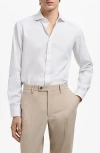 Mango Slim Fit Cotton Herringbone Suit Button-up Shirt In White