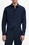 Mango Slim Fit Cotton Poplin Suit Button-up Shirt In Black