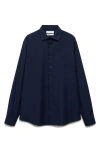 Mango Slim Fit Cotton Poplin Suit Button-up Shirt In Dark Navy