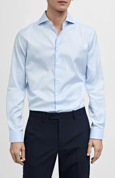 Mango Slim Fit Cotton Poplin Suit Button-up Shirt In Sky Blue