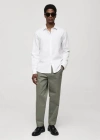 Mango Slim-fit Cotton Structured Shirt White In Blanc