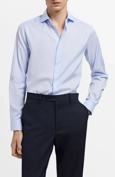 Mango Slim Fit Cotton Suit Button-up Shirt In Blue
