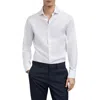 Mango Slim Fit Cotton Herringbone Suit Button-up Shirt In White