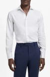 Mango Slim Fit Cotton Herringbone Suit Button-up Shirt In White