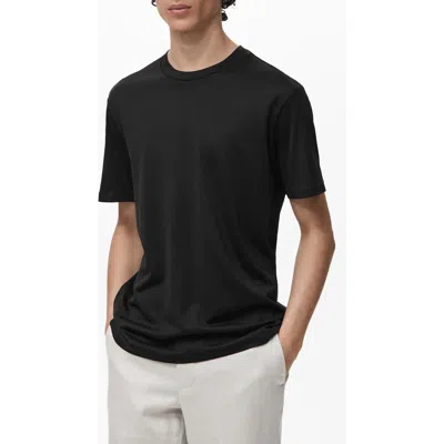 Mango Slim Fit Cotton T-shirt In Black