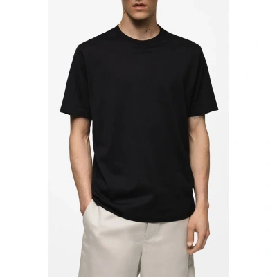 Mango Slim Fit Cotton T-shirt In Black