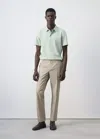 Mango Slim-fit Cropped Cotton-blend Pants In Medium Brown