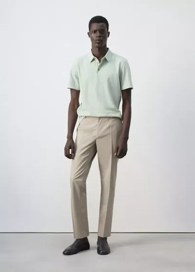 Mango Slim-fit Cropped Cotton-blend Pants In Medium Brown
