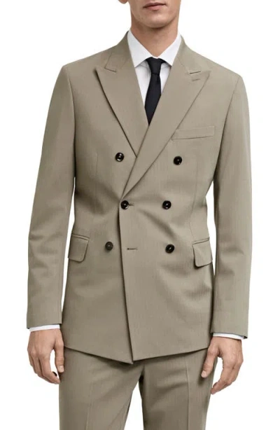 Mango Slim Fit Double Breasted Suit Jacket In Beige
