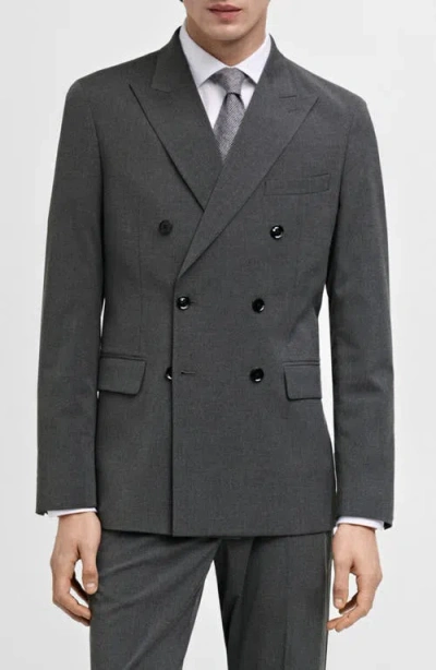 Mango Slim Fit Double Breasted Suit Jacket In Grey