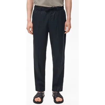 Mango Slim Fit Drawstring Waist Pants In Blue