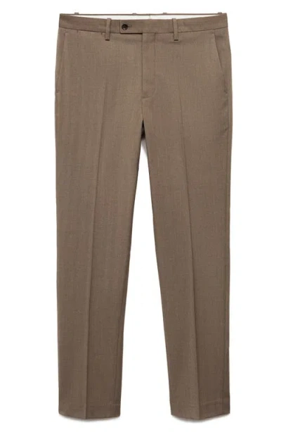 Mango Slim Fit Dress Trousers In Beige