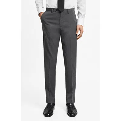 Mango Slim Fit Dress Trousers In Grey