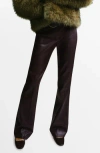 Mango Slim-fit Leather-effect Trousers Wine In Burgundy
