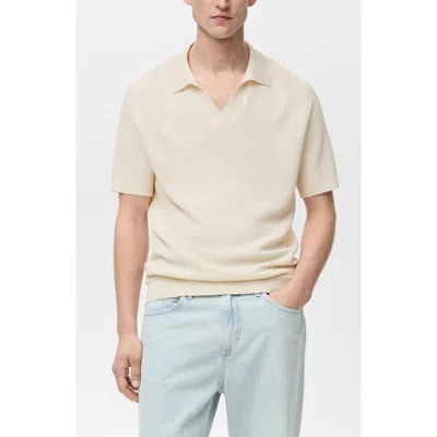 Mango Slim Fit Fine Knit Polo In White