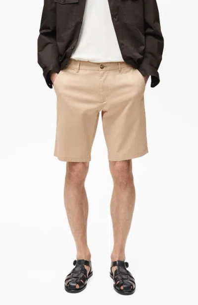 Mango Slim Fit Flat Front Bermuda Chino Shorts In Beige