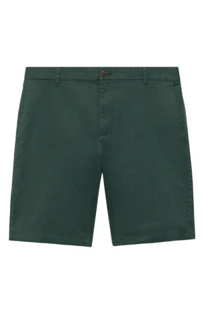 Mango Slim Fit Flat Front Bermuda Chino Shorts In Dark Green