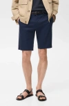 Mango Slim Fit Flat Front Bermuda Chino Shorts In Dark Navy