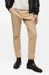 Mango Slim Fit Flat Front Cotton Stretch Twill Chinos In Beige