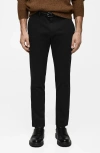 Mango Slim Fit Flat Front Cotton Stretch Twill Chinos In Black