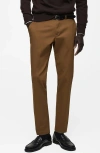 Mango Slim Fit Flat Front Cotton Stretch Twill Chinos In Brown