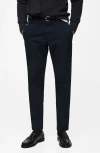 Mango Slim Fit Flat Front Cotton Stretch Twill Chinos In Dark Navy