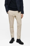 Mango Slim Fit Flat Front Cotton Stretch Twill Chinos In Ecru