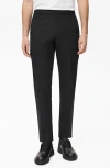 Mango Slim Fit Flat Front Elastic Waist Pants In Black