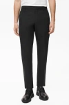 Mango Slim Fit Flat Front Elastic Waist Pants In Black