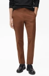 Mango Slim Fit Flat Front Elastic Waist Pants In Burnt Orange