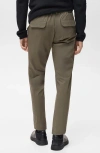 Mango Slim Fit Flat Front Elastic Waist Pants In Medium Green