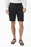 Mango Slim Fit Flat Front Linen Bermuda Chino Shorts In Black