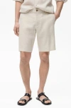 Mango Slim Fit Flat Front Linen Bermuda Chino Shorts In Neutral