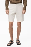 Mango Slim Fit Flat Front Linen Bermuda Chino Shorts In Off White