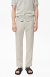 Mango Slim Fit Flat Front Linen Pants In Neutral
