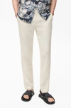 Mango Slim Fit Flat Front Linen Pants In White