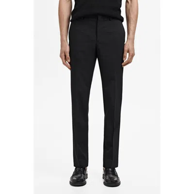 Mango Slim Fit Flat Front Pants In Black