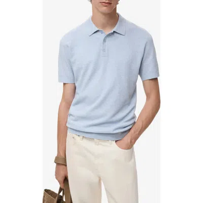 Mango Slim Fit Knit Polo In Blue