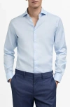 Mango Slim Fit Cotton Poplin Suit Button-up Shirt In Sky Blue