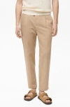 Mango Slim Fit Linen & Cotton Drawstring Pants In Beige