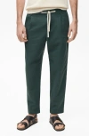 Mango Men's Eu Slim-fit Linen-blend Drawstring Pants In Dark Green