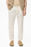 Mango Slim Fit Linen & Cotton Drawstring Pants In White